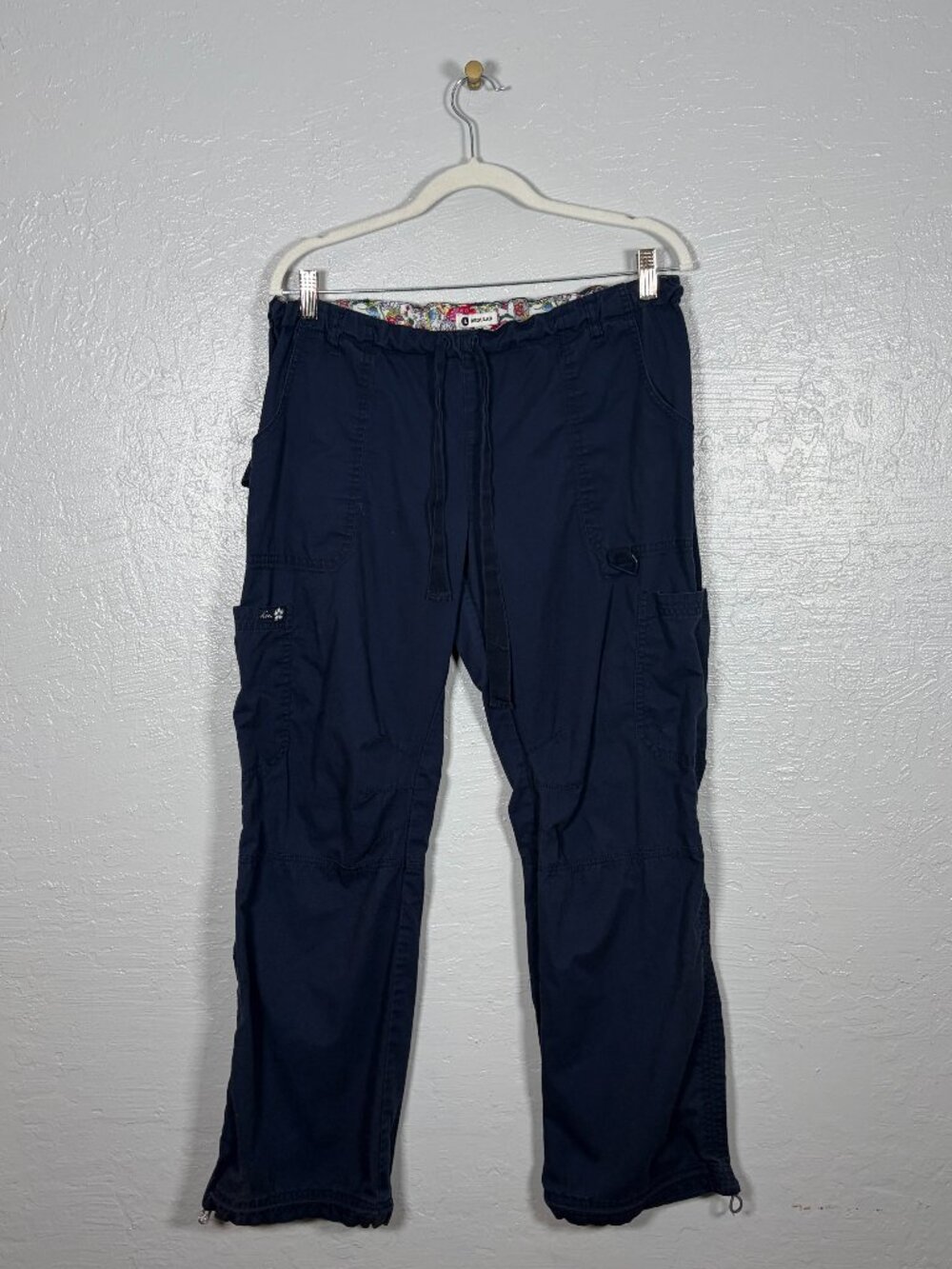 Koi Women L Regular Navy Blue Lindsey Scrub Pants Cargo Pockets Nursing Dental